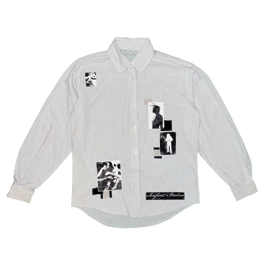 B&W Striped Button Down Shirt