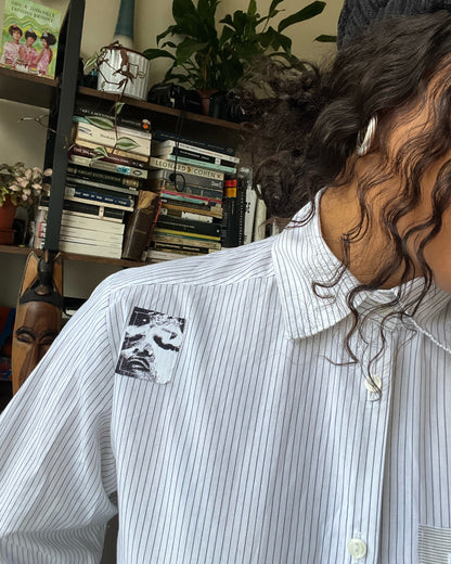 B&W Striped Button Down Shirt