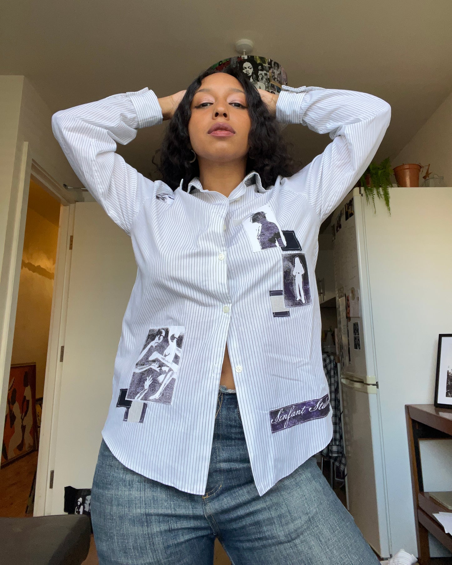 B&W Striped Button Down Shirt