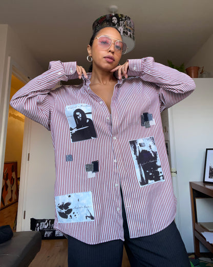 Burgundy Striped Button Down Shirt